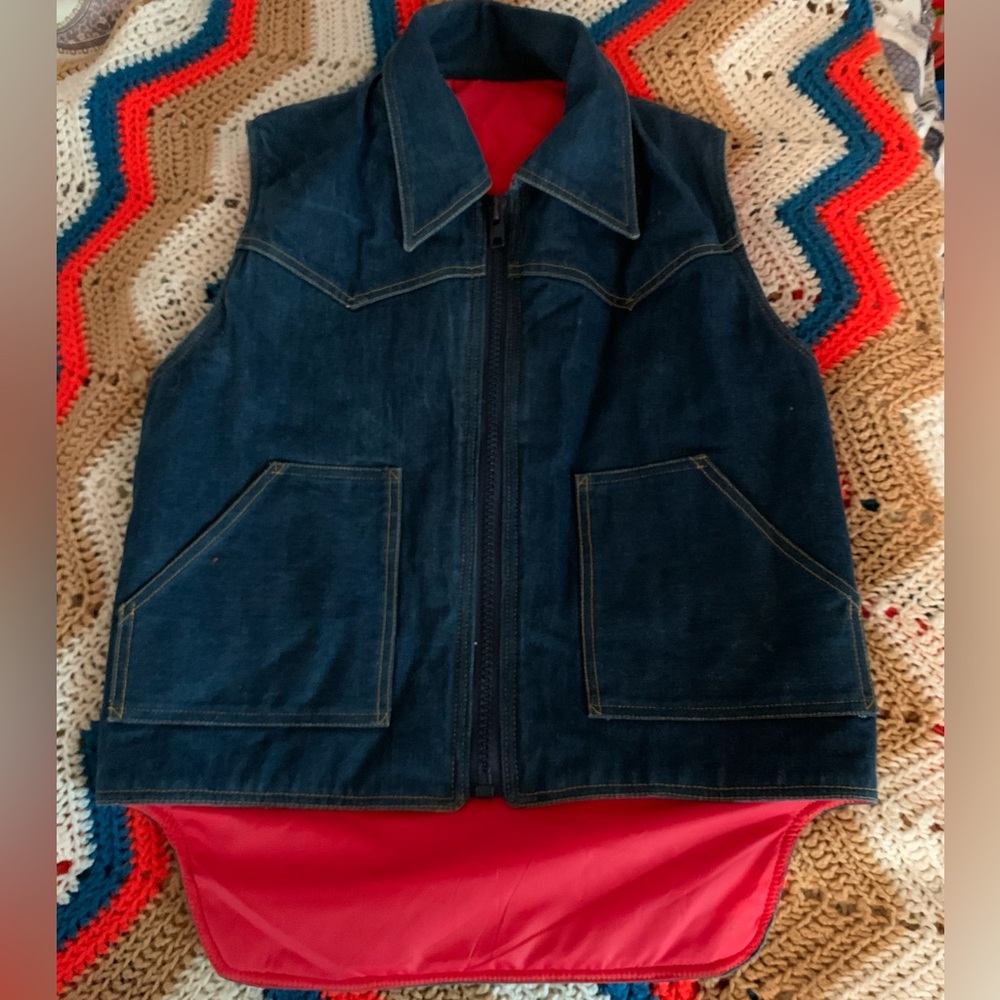 Vintage denim puffer vest